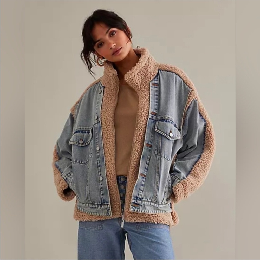 BLANKNYC Bear Hug Denim Sherpa Jacket Size Small